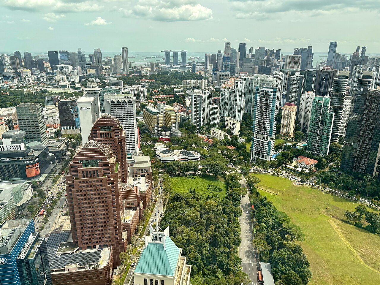 View over Orchard Road condominiums and the Istana grounds towards Marina Bay, Singapore, January 2026